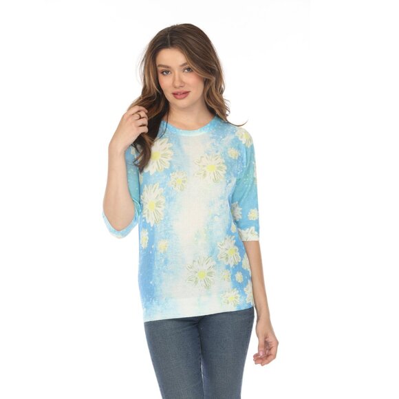 Blue Daisy Mesh Floral Top - Picture 4 of 9